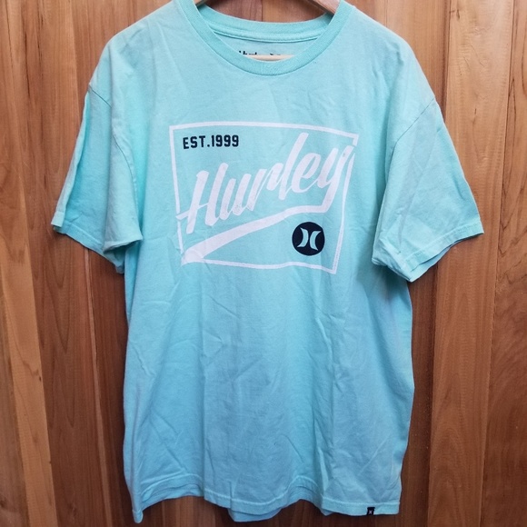 Hurley Light Blue Logo Tee Mens Large 